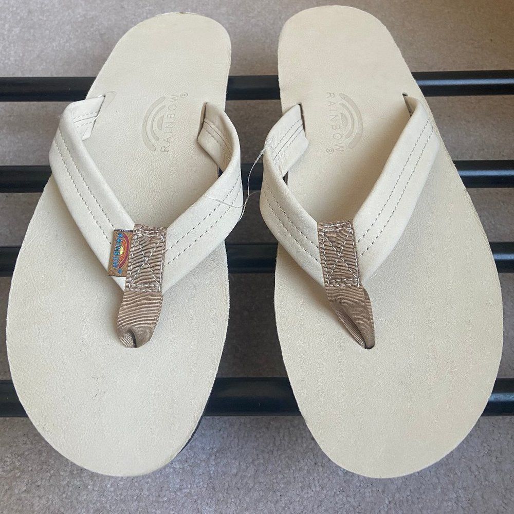 RAINBOW Men Premium Leather Single Layer Sandals - NEW NWOB